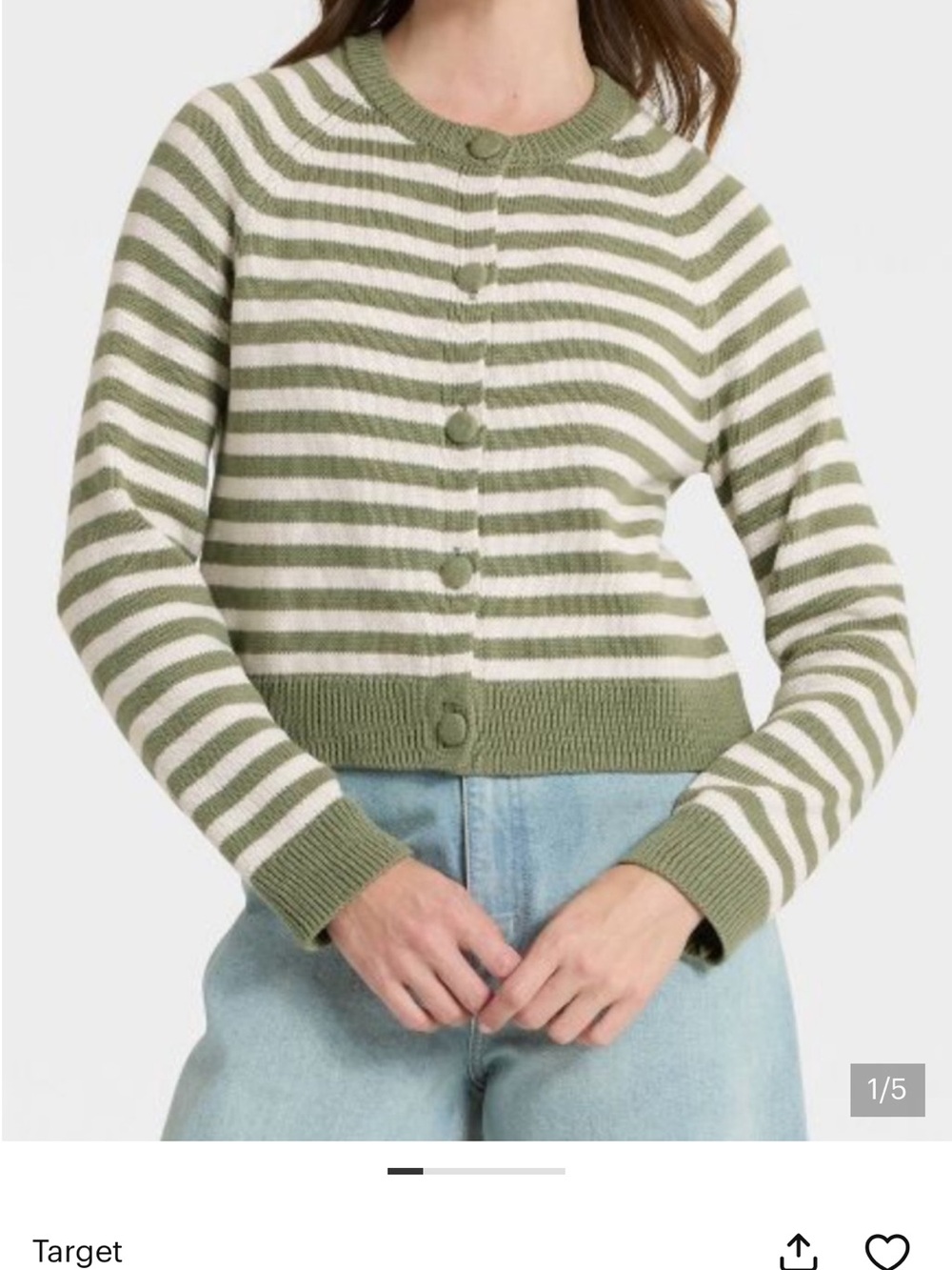 Women's Button-Down Cardigan
Sweater - Universal Thread
Green Striped M